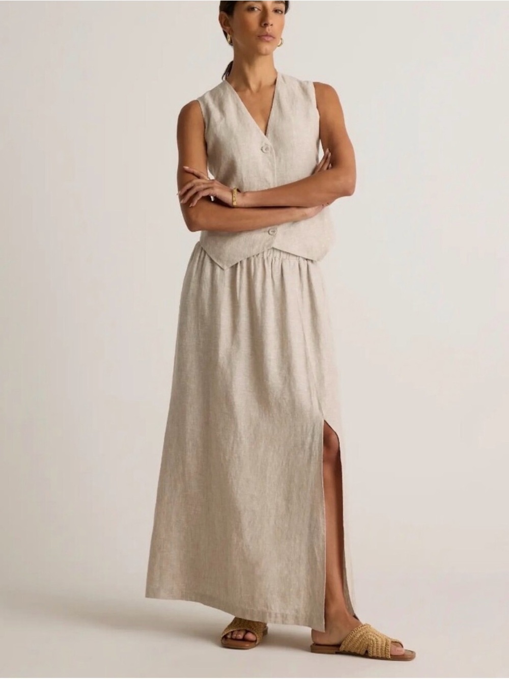 Quince 100% European Linen Maxi Skirt flax medium